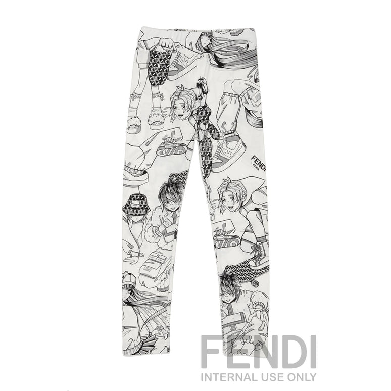 화이트 캐릭터 프린트 팬츠