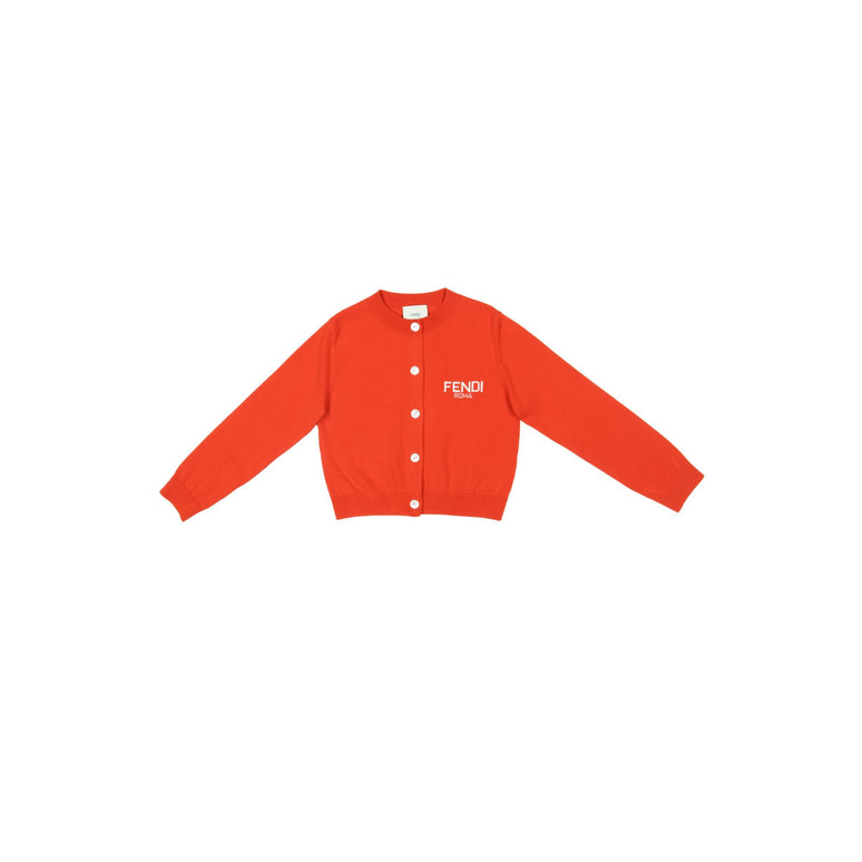 오렌지 로고 자수 가디건