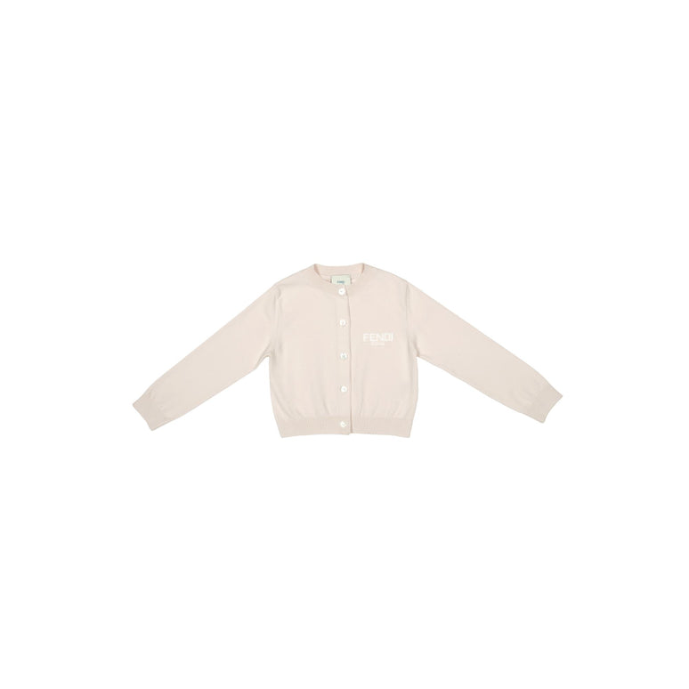 베이지 로고 자수 가디건