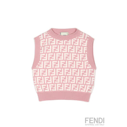 핑크 FF 로고 울 조끼