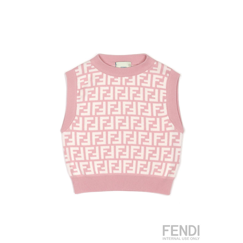 핑크 FF 로고 울 조끼