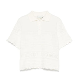 화이트 펀칭 디테일 폴로 니트