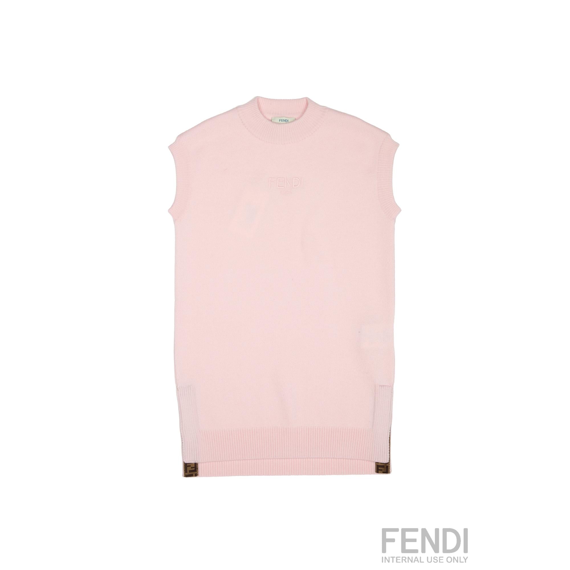 핑크 울 슬리브리스 드레스