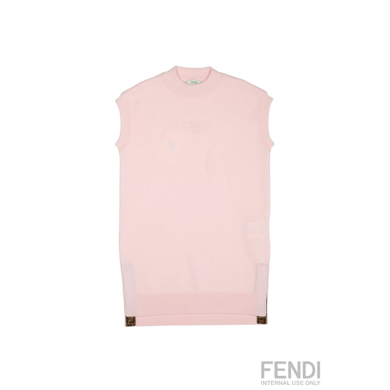 핑크 울 슬리브리스 드레스