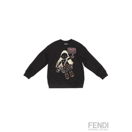 블랙 일러스트 스웻셔츠