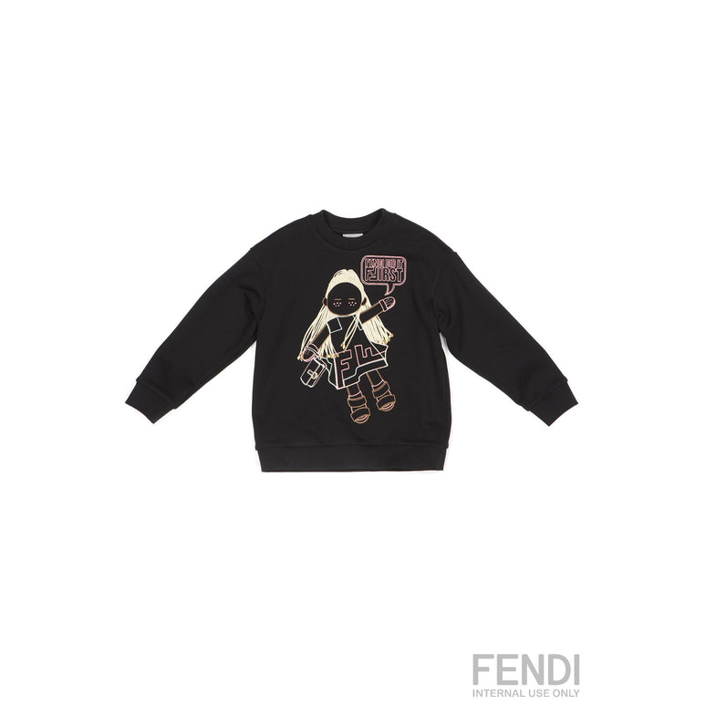 블랙 일러스트 스웻셔츠