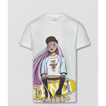 화이트 캐릭터 프린트 티셔츠