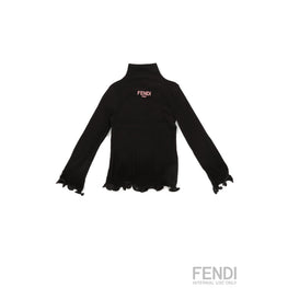 블랙 프릴 디테일 롱슬리브 티셔츠