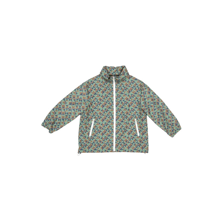 멀티 로고 배색 후드 점퍼