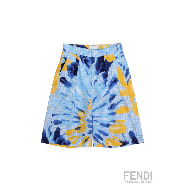 블루 패턴 숏 팬츠