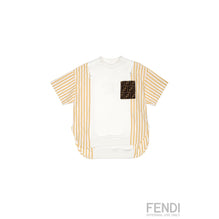 화이트/옐로우 배색 스트라이프 티셔츠