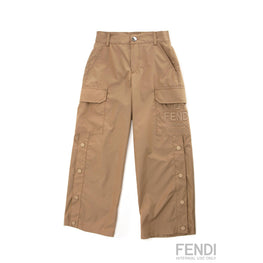 베이지 버튼 디테일 카고 팬츠