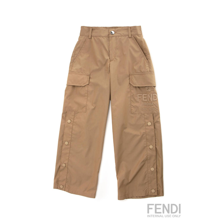 베이지 버튼 디테일 카고 팬츠