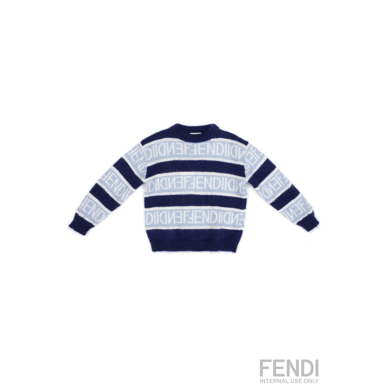 네이비 스트라이프 배색 니트