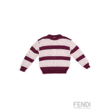 버건디 스트라이프 배색 니트