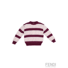 버건디 스트라이프 배색 니트