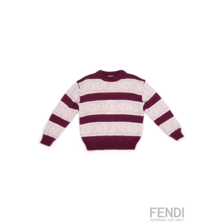 버건디 스트라이프 배색 니트