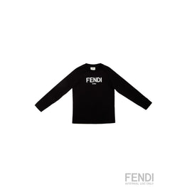 블랙 로고 롱슬리브 코튼 티셔츠