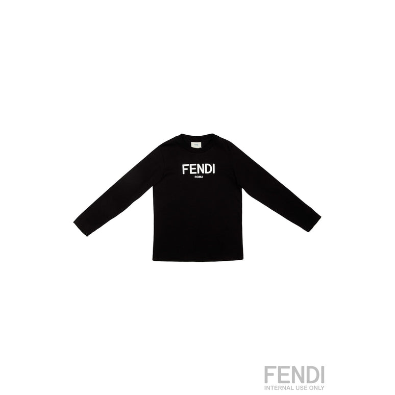 블랙 로고 롱슬리브 코튼 티셔츠