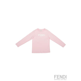 핑크 로고 롱슬리브 코튼 티셔츠