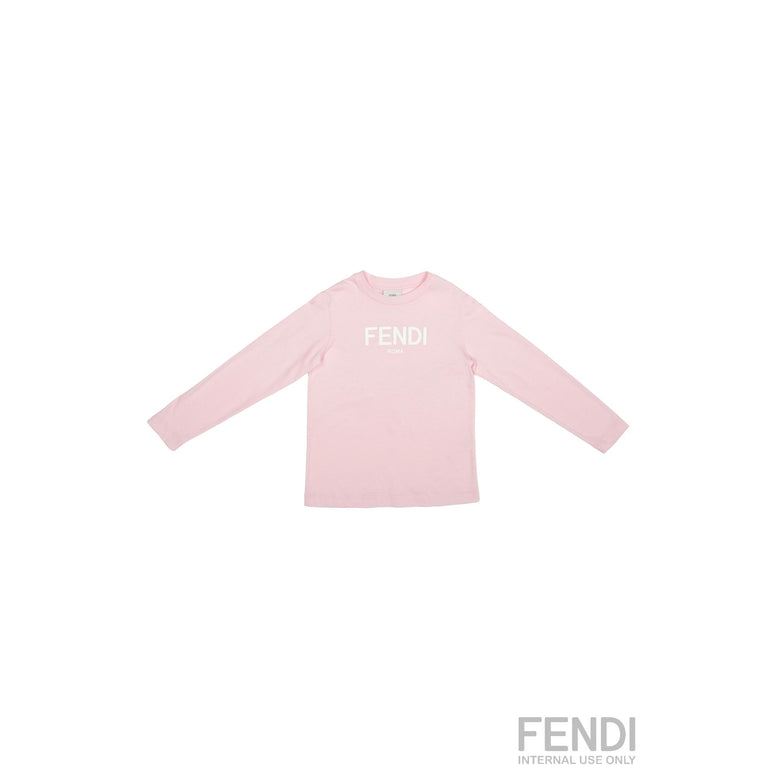 핑크 로고 롱슬리브 코튼 티셔츠