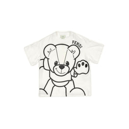 화이트 베어 프린트 티셔츠