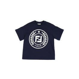 네이비 로고 프린트 티셔츠