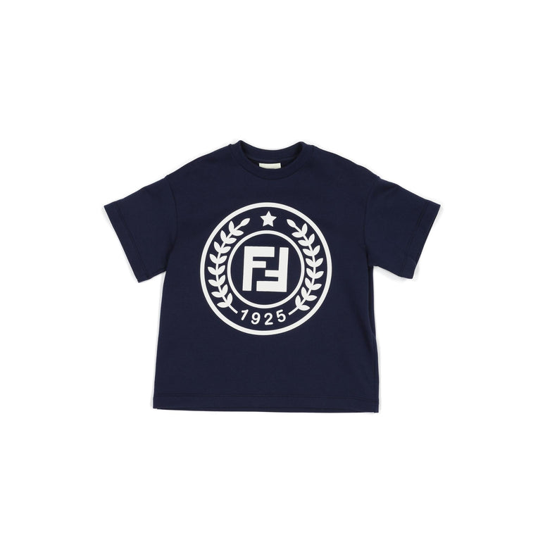 네이비 로고 프린트 티셔츠