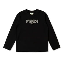 블랙 로고 자수 코튼 티셔츠