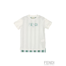 화이트/그린 스트라이프 티셔츠