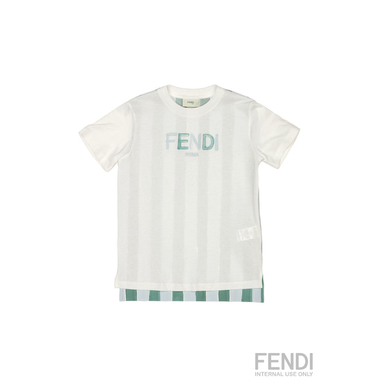 화이트/그린 스트라이프 티셔츠