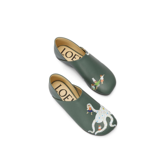TOY SLIPPER SUNA_PRINTED NAPPA_VETIVER/MULTICOLOR