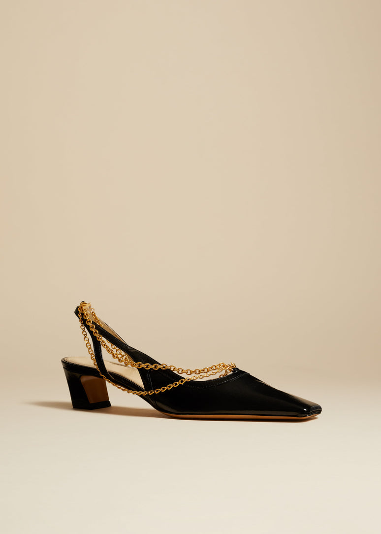 마르파 슬링백 샌들 블랙 크링클드 가죽