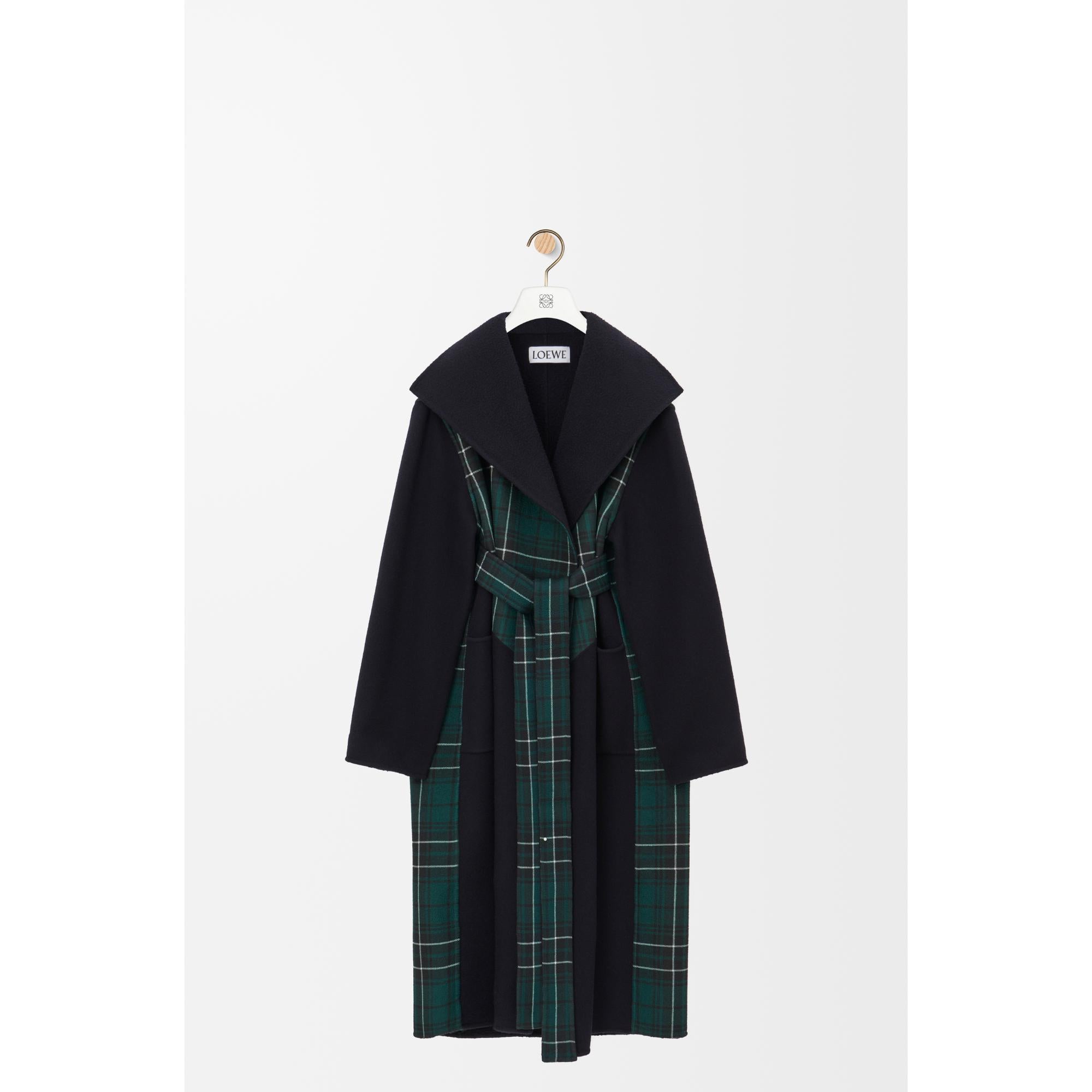[STAFF ONLY] BELTED COAT_WOOL/POLYESTER_MIDNIGHT BLUE/GREEN