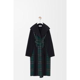 [STAFF ONLY] BELTED COAT_WOOL/POLYESTER_MIDNIGHT BLUE/GREEN