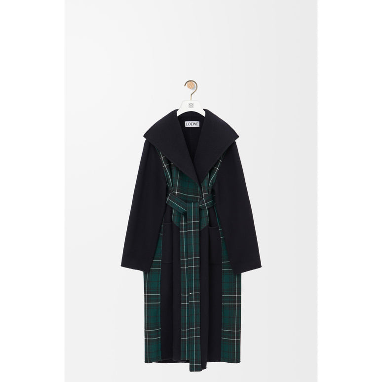 [STAFF ONLY] BELTED COAT_WOOL/POLYESTER_MIDNIGHT BLUE/GREEN