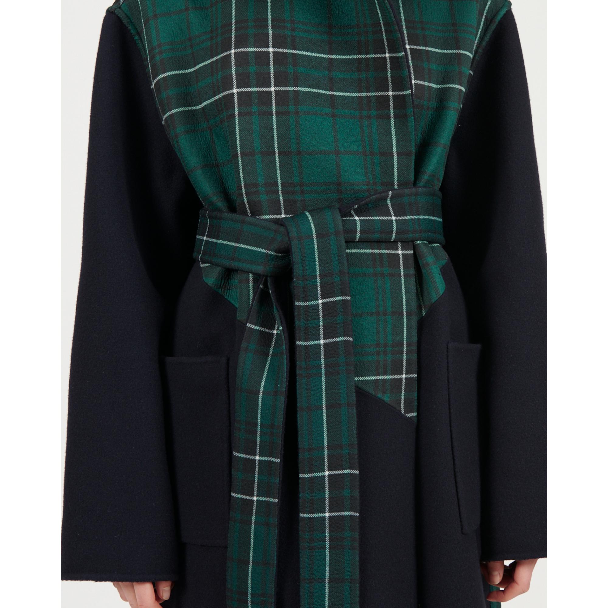 [STAFF ONLY] BELTED COAT_WOOL/POLYESTER_MIDNIGHT BLUE/GREEN