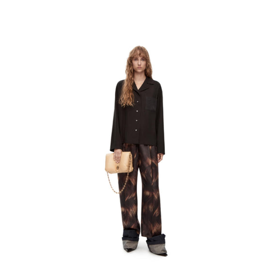 HAIR PRINT PYJAMA TROUSERS_SILK_BROWN/MULTICOLOR