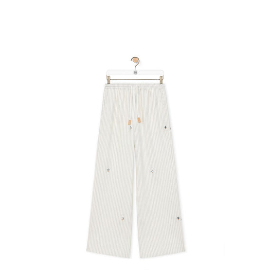 PYJAMA TROUSERS_SILK/COTTON_WHITE/GREY/MULTICOLOR