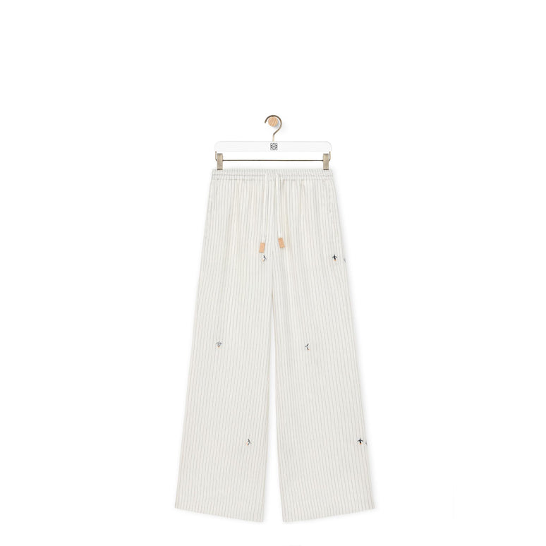 PYJAMA TROUSERS_SILK/COTTON_WHITE/GREY/MULTICOLOR