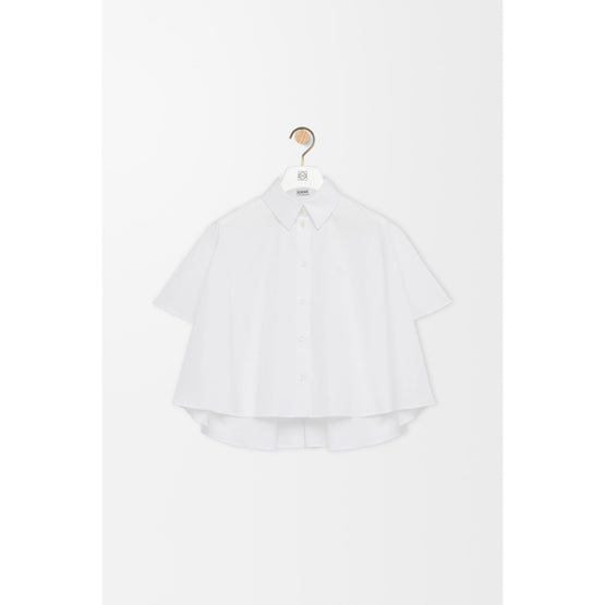 SHORT SLEEVE TRAPEZE SHIRT_COTTON_WHITE