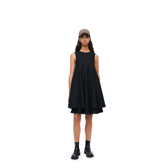 DOUBLE LAYER DRESS_SILK/WOOL_BLACK