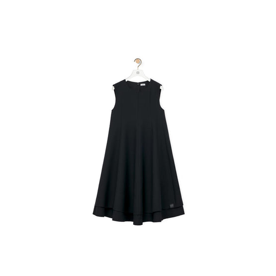 DOUBLE LAYER DRESS_SILK/WOOL_BLACK