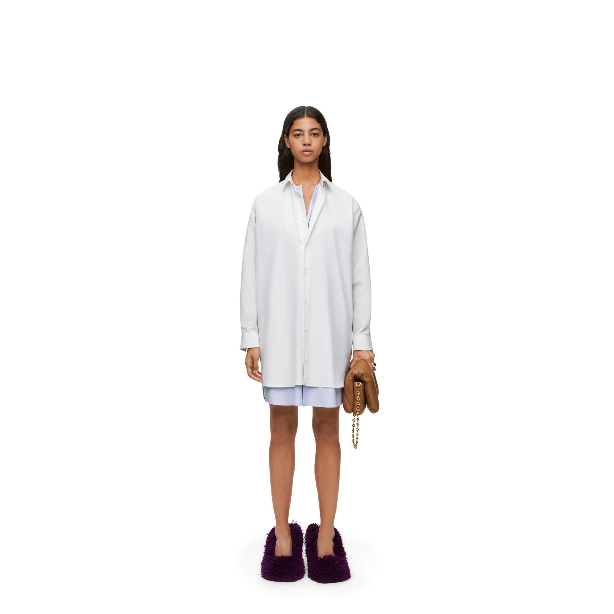 DOUBLE LAYER SHIRT DRESS_COTTON/SILK_WHITE/BLUE