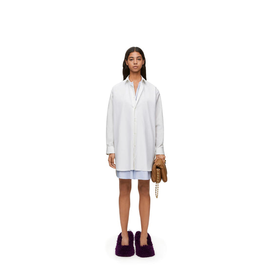 DOUBLE LAYER SHIRT DRESS_COTTON/SILK_WHITE/BLUE