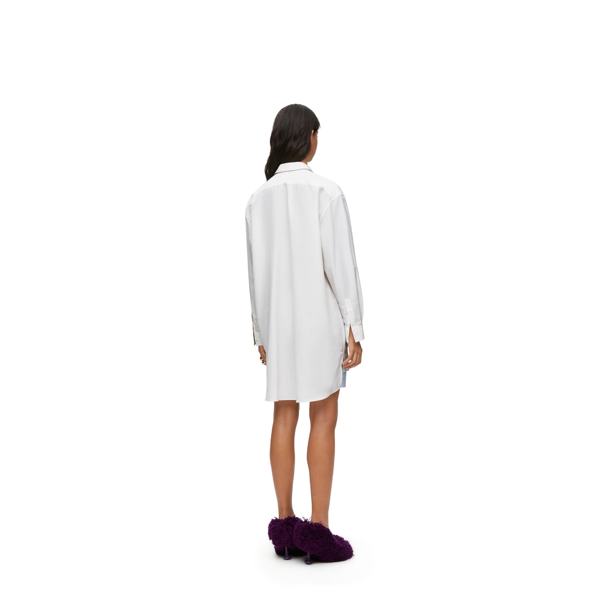 DOUBLE LAYER SHIRT DRESS_COTTON/SILK_WHITE/BLUE