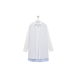 DOUBLE LAYER SHIRT DRESS_COTTON/SILK_WHITE/BLUE