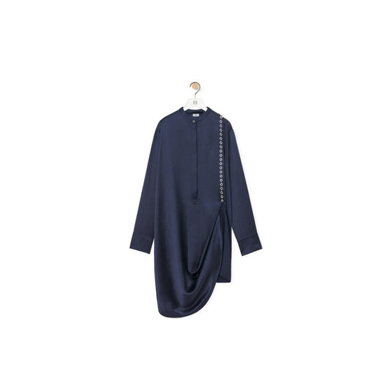 CHAIN SHIRT DRESS_SILK_DEEP MARINE