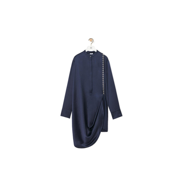 CHAIN SHIRT DRESS_SILK_DEEP MARINE