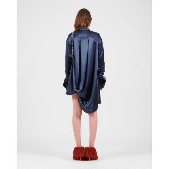 CHAIN SHIRT DRESS_SILK_DEEP MARINE